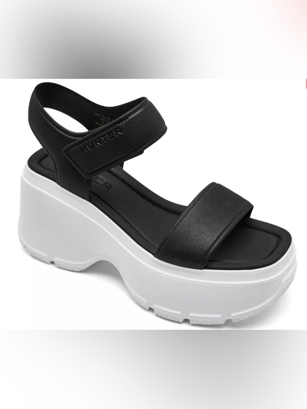 Hunter Black and White Platform Sandal